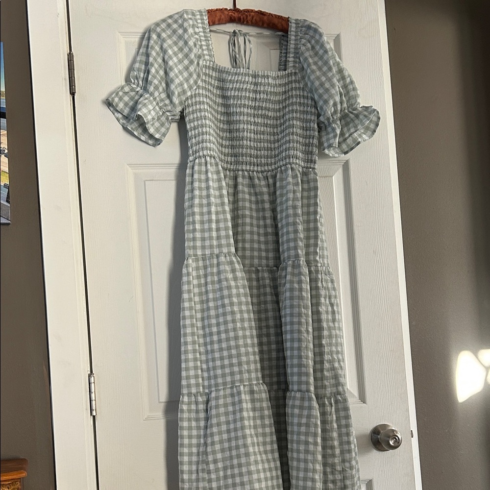 Gingham Puff Sleeve Dress